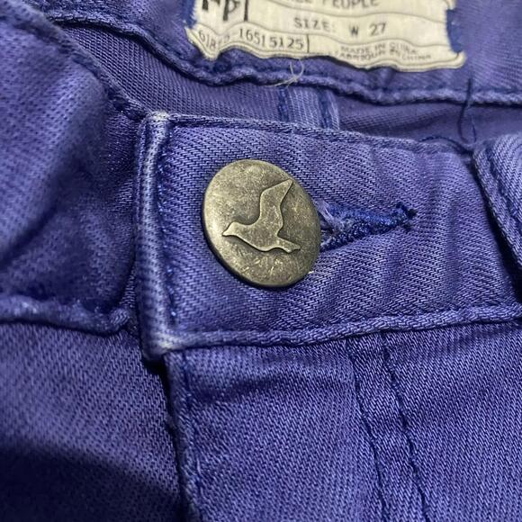 Free People Pants Woman’s 27x 27 Blue Boyfriend Straight Zip Mid Rise - Picture 6 of 9